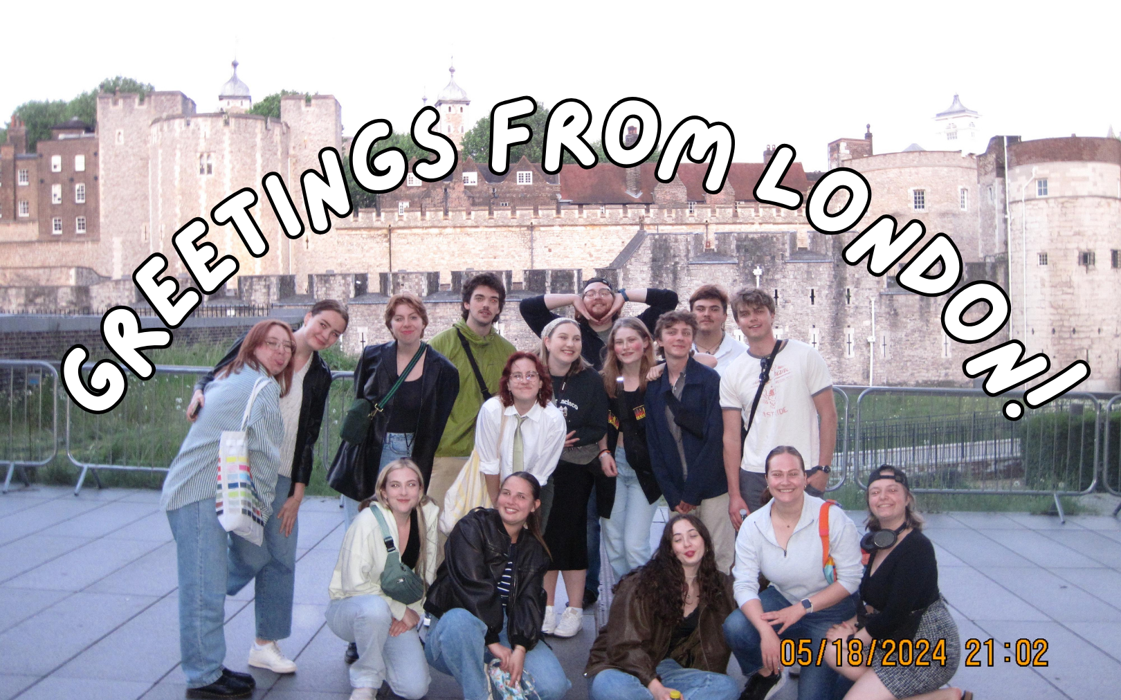 Study abroad students in London: Maria Jensen, Lauren Carn, Scout Jones, Zoe Seare, Emily Tatum, Joel Thompson, Maggie Goble, Jack Anderson, Skyler LeMelle, Lucas Van Orden, Katie Lobrot, Emma Chandler, Gianna LaRoche, Hanna Richards, Bella Dixon