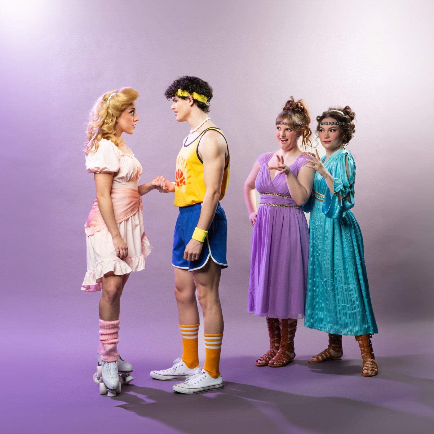 From L to R: Alexa Shaheen, Ian Anderson, Talia Thorpe, and Jordan Cruz in "Xanadu" | Photo Todd Collins